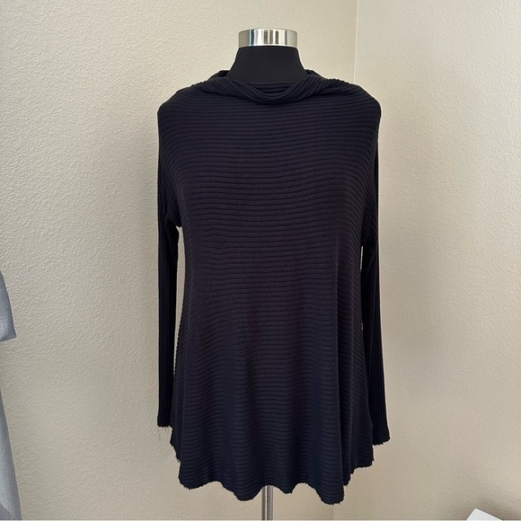 We the Free Jersey Ribbed Split Open Back oversized cowl neck Black Top Tunic - Picture 4 of 14